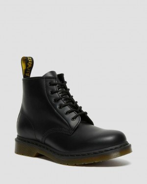 Dr Martens 101 Smooth Leather Men Lace Up Boots Black | 84FAWRGNE