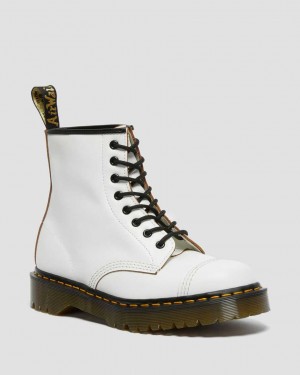 Dr Martens 1460 Bex Made in England Toe Cap Men Lace Up Boots White | 34RPDVZUX