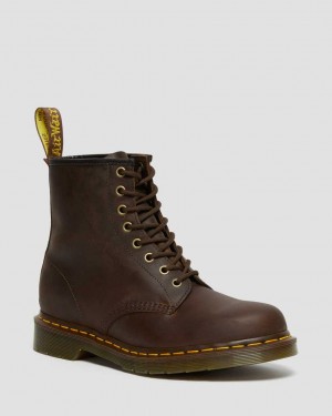 Dr Martens 1460 Crazy Horse Leather Men Utility Boots Brown | 45WIXTDCQ