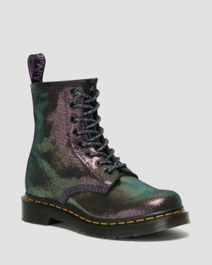 Dr Martens 1460 Disco Iridescent Suede Women Lace Up Boots Purple | 02FPDNKSQ