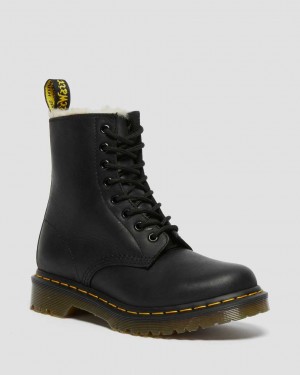 Dr Martens 1460 Faux Fur Lined Women Ankle Boots Black | 41HCTOESA