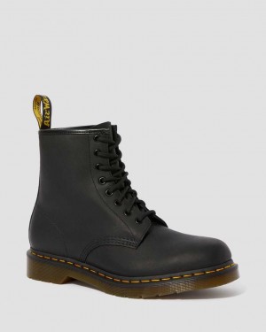 Dr Martens 1460 Greasy Leather Men Lace Up Boots Black | 24QAXEBHN