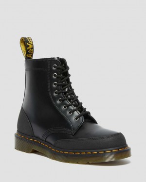 Dr Martens 1460 Guard Panel Leather Women Ankle Boots Black | 42NCGZABU