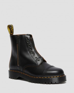 Dr Martens 1460 Laceless Bex Leather Men Ankle Boots Black | 46VDZOQSP