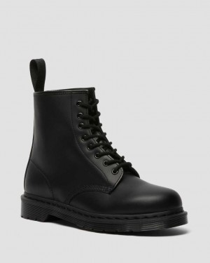 Dr Martens 1460 Mono Smooth Leather Men Ankle Boots Black | 91UHOTWSA