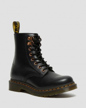 Dr Martens 1460 Pascal Rose Gold Hardware Leather Zip Up Women Boots Black | 69PXKCAUT