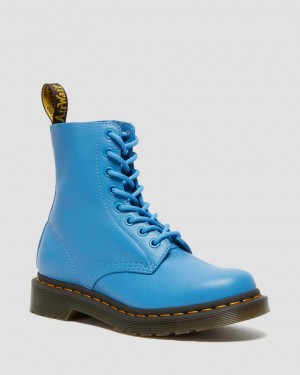 Dr Martens 1460 Pascal Virginia Leather Women Lace Up Boots Blue | 90GRTUOQA