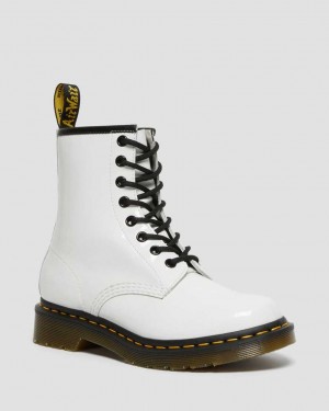 Dr Martens 1460 Patent Leather Women Ankle Boots White | 29XKEHPUD