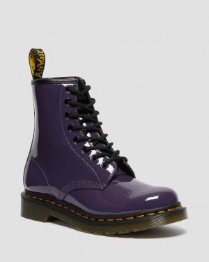 Dr Martens 1460 Patent Leather Women Ankle Boots Blackcurrant | 42TFDOIVK