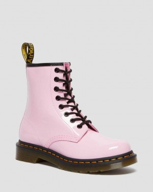 Dr Martens 1460 Patent Leather Women Lace Up Boots Pale Pink | 49URDLKOF