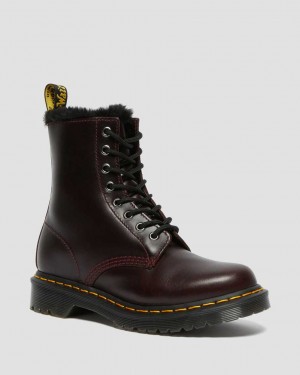 Dr Martens 1460 Serena Faux Fur Lined Women Ankle Boots Oxblood | 73DFSPLAQ