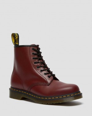 Dr Martens 1460 Smooth Leather Men Ankle Boots Cherry Red | 21CAQMNJH