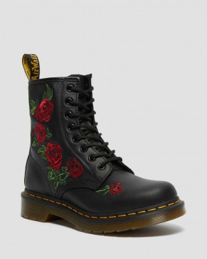 Dr Martens 1460 Vonda Floral Leather Women Ankle Boots Black | 51EOLMHPJ