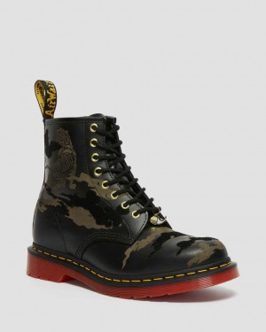 Dr Martens 1460 Year of The Tiger Leather Men Lace Up Boots Black | 15PROCYVA