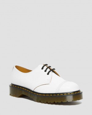 Dr Martens 1461 Bex Made in England Toe Cap Women Oxfords Shoes White | 24BODVLWH