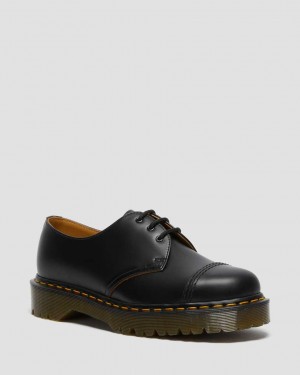 Dr Martens 1461 Bex Made in England Toe Cap Women Oxfords Shoes Black | 98YAPDIMZ