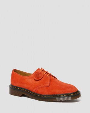 Dr Martens 1461 Made In England Suede Women Oxfords Shoes Red | 86IRNPCSJ