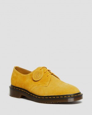 Dr Martens 1461 Made In England Suede Women Oxfords Shoes Yellow | 46JCIPWBF