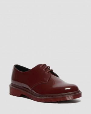 Dr Martens 1461 Made in England Mono Patent Leather Men Oxfords Shoes Red | 46XJAOVBH