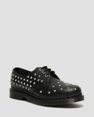 Dr Martens 1461 Stud Wanama Leather Men Oxfords Shoes Black | 07TVYRJMN