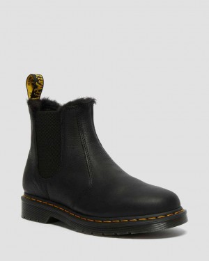 Dr Martens 2976 Faux Fur Lined Men Chelsea Boots Black | 90QWBLADG