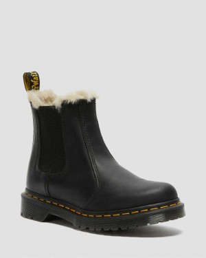 Dr Martens 2976 Faux Fur Lined Women Chelsea Boots Black | 18LTORGIK