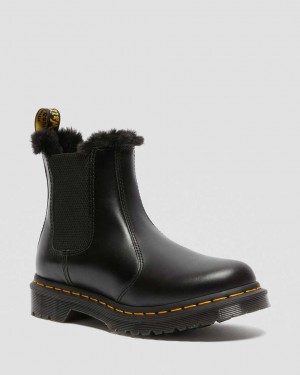 Dr Martens 2976 Leonore Faux Fur Lined Women Chelsea Boots Dark Grey | 65XOEVRML