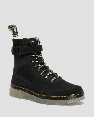 Dr Martens Combs Tech Superknit + Suede Women Lace Up Boots Black | 48JPQZFSM