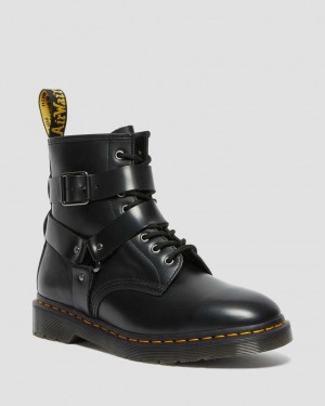 Dr Martens Cristofor Leather Harness Men Ankle Boots Black | 82MZRTOCG