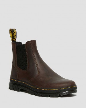 Dr Martens Embury Crazy Horse Leather Men Chelsea Boots Brown | 39IRCNGEK