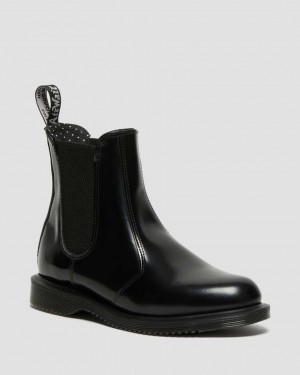 Dr Martens Flora Smooth Leather Women Chelsea Boots Black | 93UVDCZHP