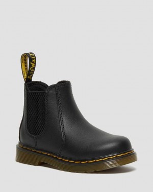 Dr Martens Infant/Toddler 2976 Softy T Leather Kids' Chelsea Boots Black | 64NMRCHQF