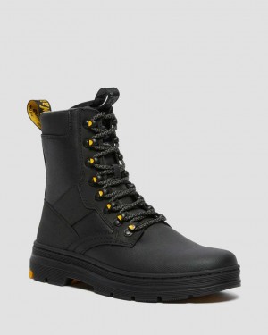 Dr Martens Iowa Coated Canvas Mix Men Utility Boots Black | 17UBJDNSL