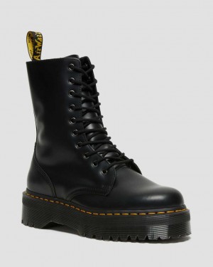 Dr Martens Jadon Hi Smooth Leather Zip Up Men Boots Black | 85NLVMGJK