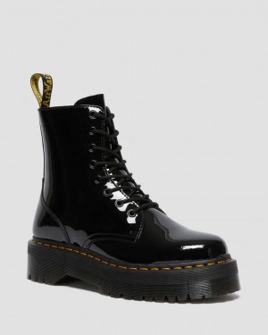 Dr Martens Jadon Patent Leather Zip Up Women Boots Black | 72XLFIJBU