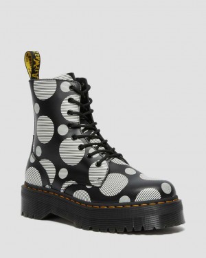 Dr Martens Jadon Polka Dot Smooth Leather Men Ankle Boots Black | 95UZLGNHR