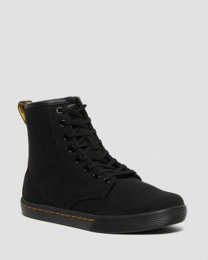 Dr Martens Sheridan Canvas Women Lace Up Boots Black | 68VNIBGLY