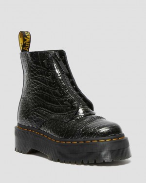 Dr Martens Sinclair Croc Emboss Leather Women Ankle Boots Gunmetal | 26BUOTEPK