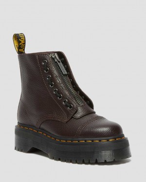 Dr Martens Sinclair Milled Nappa Leather Women Ankle Boots Burgundy | 06OKRNELA