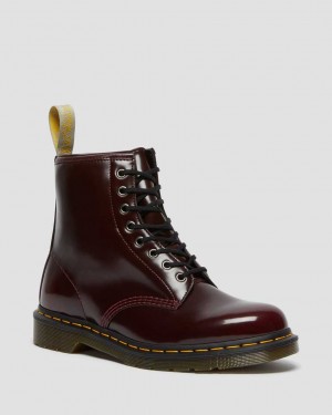 Dr Martens Vegan 1460 Women Lace Up Boots Cherry Red | 72XJLRCWP