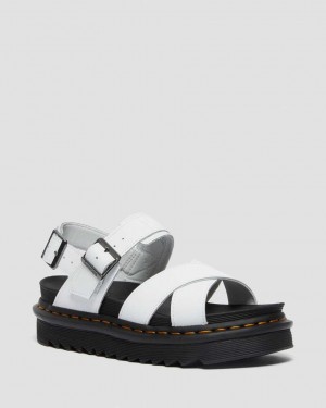 Dr Martens Voss II Leather Women Strap Sandals White | 59SWKAQGN