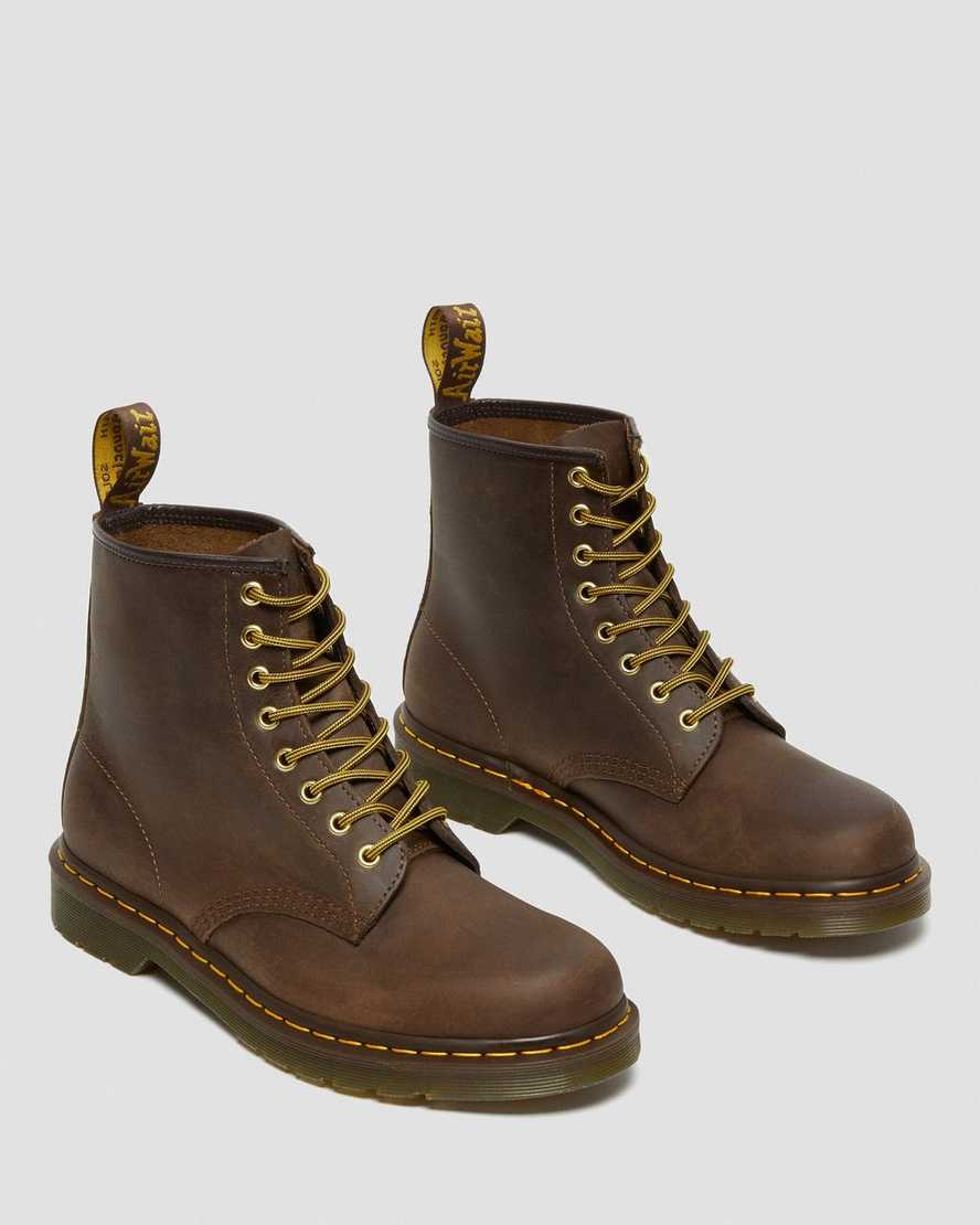 Dr Martens 1460 Crazy Horse Leather Men Utility Boots Brown | 53FBYNDAT