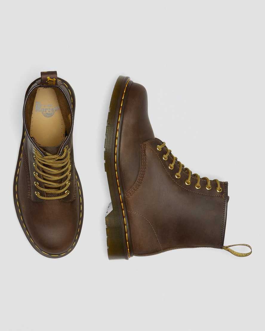 Dr Martens 1460 Crazy Horse Leather Women Lace Up Boots Brown | 17HJIRZSP