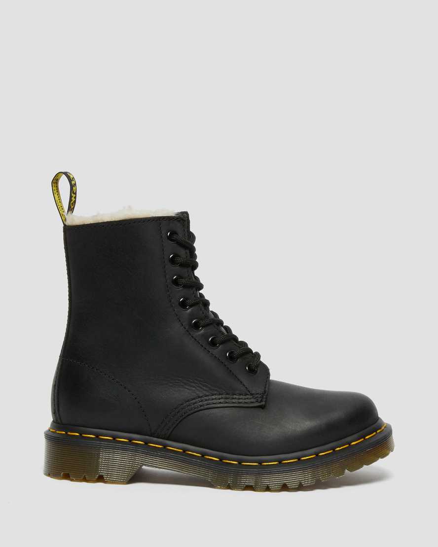 Dr Martens 1460 Faux Fur Lined Women Lace Up Boots Black | 04LIWKRSO