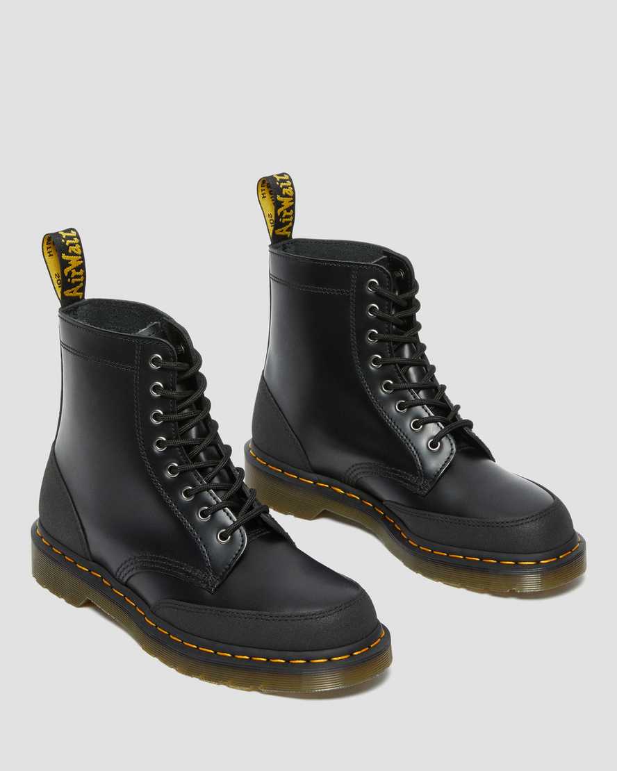 Dr Martens 1460 Guard Panel Leather Men Lace Up Boots Black | 72CMWTYQZ