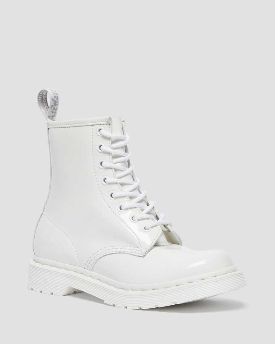 Dr Martens 1460 Mono Patent Leather Women Patent Boots White | 39ILUGRED