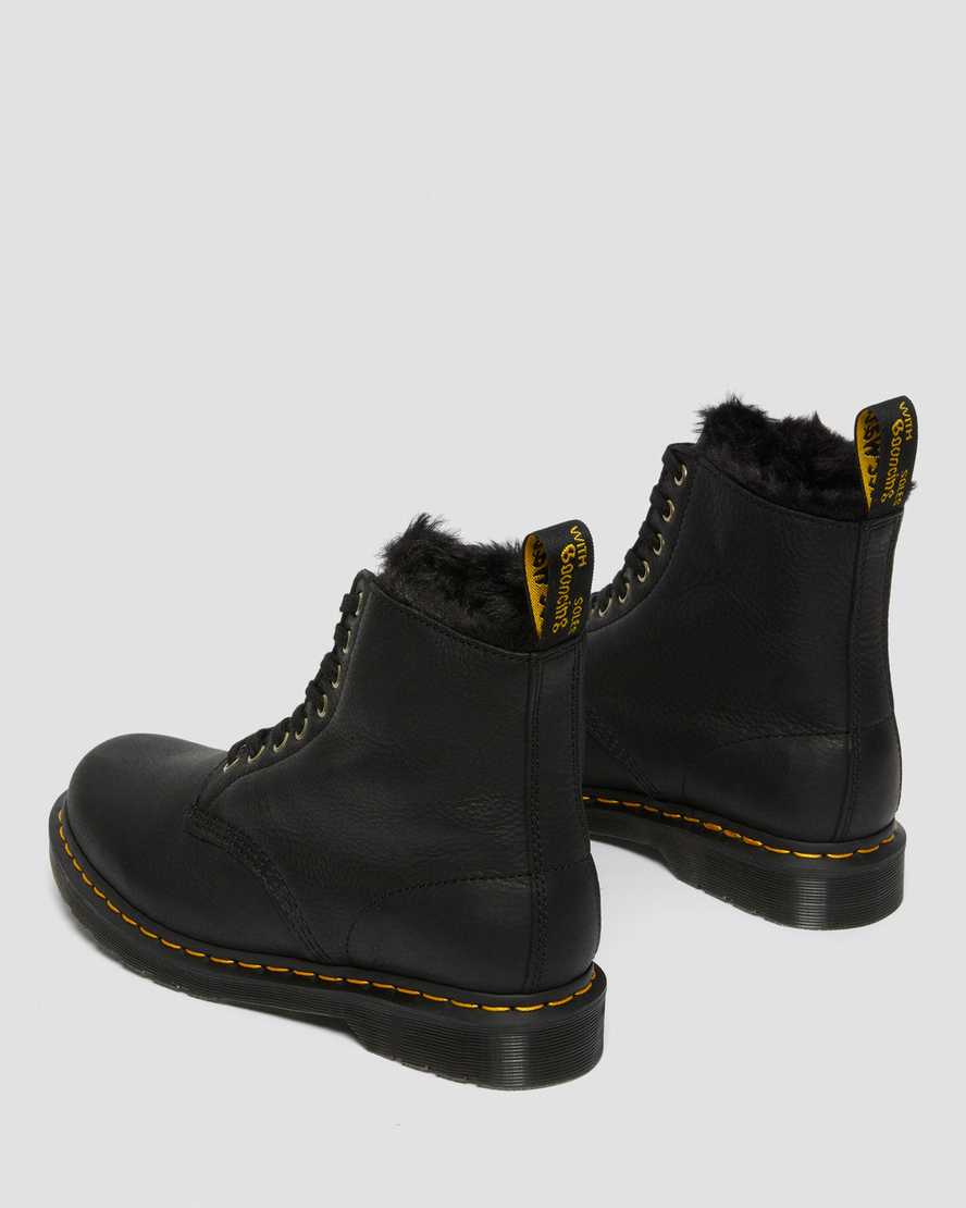 Dr Martens 1460 Pascal Faux Fur Lined Men Lace Up Boots Black | 36NDVYUOG