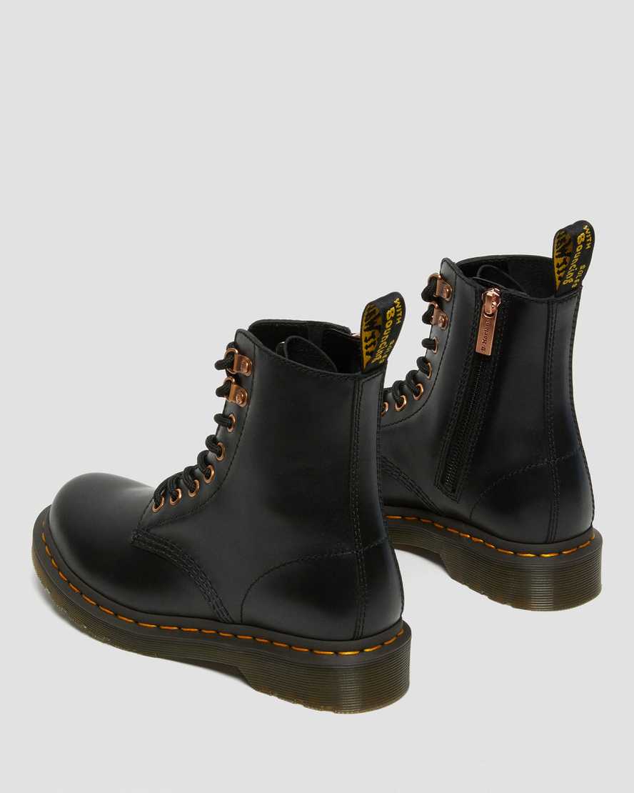 Dr Martens 1460 Pascal Rose Gold Hardware Leather Women Ankle Boots Black | 43YRLVTSJ