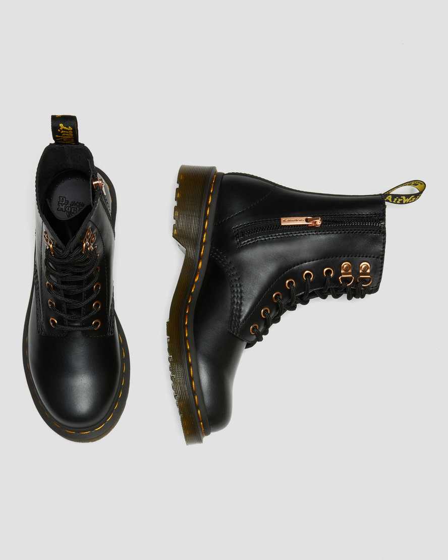 Dr Martens 1460 Pascal Rose Gold Hardware Leather Women Ankle Boots Black | 43YRLVTSJ