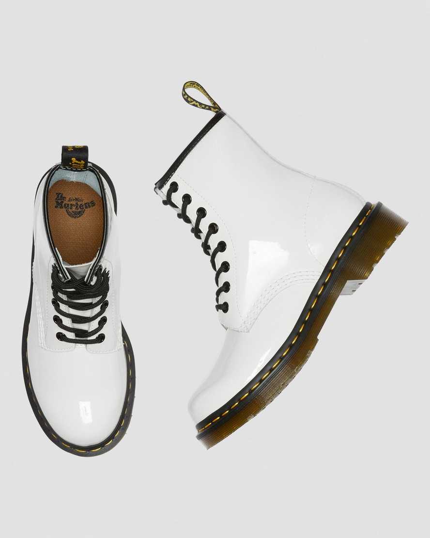 Dr Martens 1460 Patent Leather Women Patent Boots White | 16VITJMXS